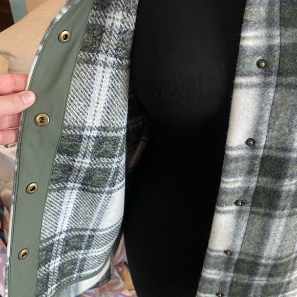 NWT Banana Republic green plaid button front collared jacket size large - Picture 7 of 10